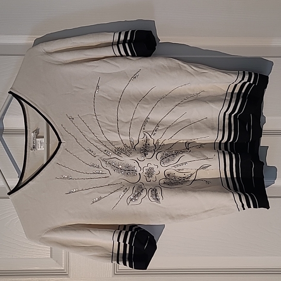 Chagall short sleeve sweater with embridery/bead detail size Lg - Picture 1 of 3